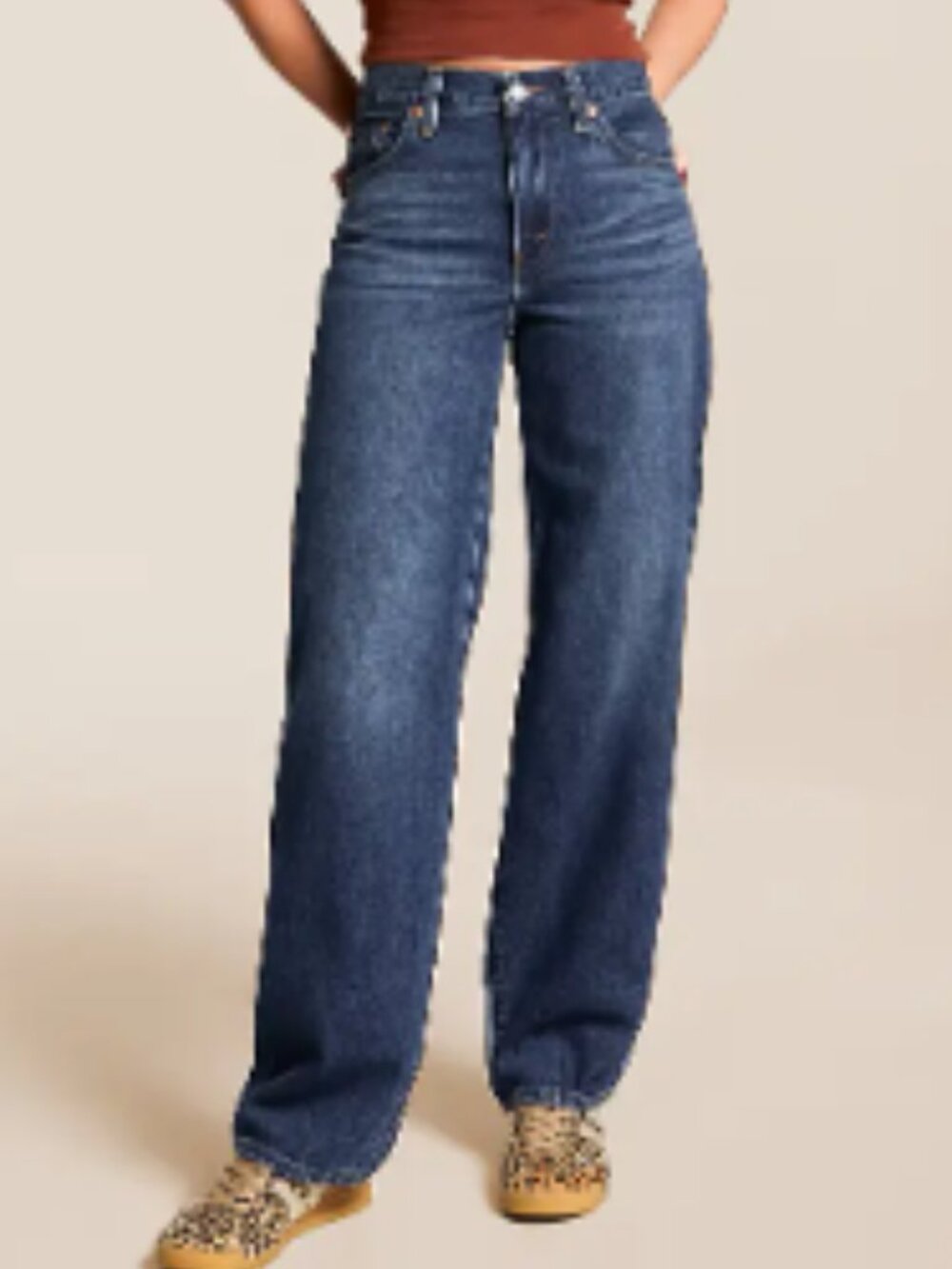 Levi's Premium Women's Baggy Dad Jean Size 27 (4) Loose Fit Dark Wash Mid Rise